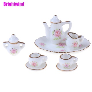 [Brightwind] 8 piezas 1/12 casa de muñecas miniatura vajilla de comedor de porcelana juego de té tazas de platos