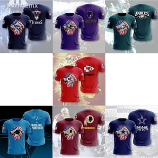 ✥✙NFL T-Shirt Rugby Cosplay manga corta Tops ropa camiseta Croptop camisa Titans Ravens Redskins Chopper más el tamaño de Halloween