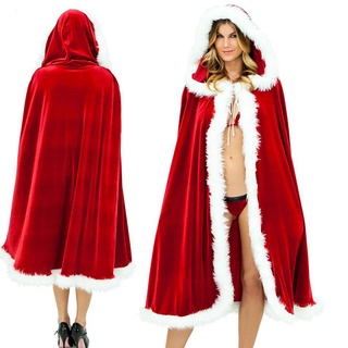 Sexy mujer navidad larga franela con capucha capa capa Cosplay ropa disfraz