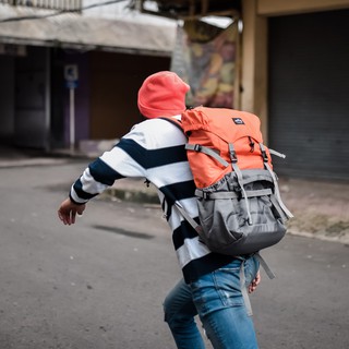 Orange Gray Peak Sollu mochila portátil mochila hombres mujeres escuela trabajo universidad