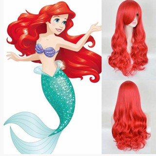 Disney Little Mermaid Princess Ariel peluca roja larga rizada para niños niños adultos