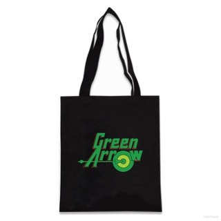 YT Green Arrow Comic Logo Algodón Lona Viaje Bolso Mujer Negro Blanco DIY Compras Regalos Cocina