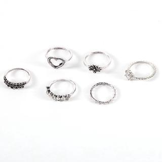 New European and American Love Flower Diamond Ring Set 6 Piece Set Combination Ring