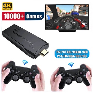 4K Games Stick Consola de videojuegos 2.4G Consola de videojuegos con controlador inalámbrico dual para juegos retro PS1-FC-GBA 10000