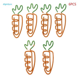 dignity 6pcs Creative Kawaii Carrot Shaped Metal Paper Clip Pin Bookmark Stationery School Office Supplies Decoration