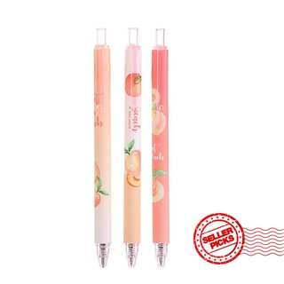 【Ready Stock】 Cute Peach Gel Pen Student Press 0.5mm Stationery For Girl Writing Supplies N2X1