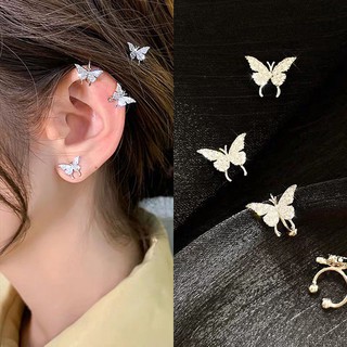 Korean version of super fairy temperament simple diamond-studded butterfly earrings