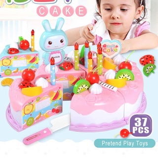 Willis 37pcs fruta corte juguete interactivo pastel juego de cumpleaños vajilla pretender juego de simulación de alimentos educativos tareas domésticas bebé niños juguetes de cocina/Multicolor (5)