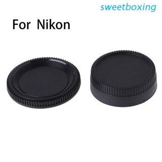sweet sin letras a prueba de polvo del cuerpo de la lente trasera de la tapa de la capucha de la cubierta para cámara dslr nikon