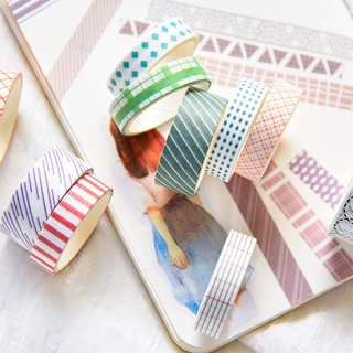 10 rollo/set de colores de la rejilla de puntos Washi cinta Collage decoración cintas de enmascaramiento DIY papelería pegatina (7)