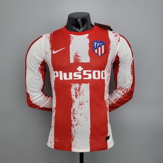 Atlético de Madrid local 21/22 temporada versión de jugador de manga larga de camiseta de fútbol deportivo de alta calidad