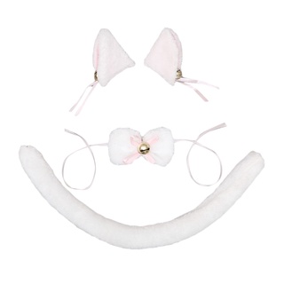 muc niñas anime orejas de gato aro de pelo conjunto peludo horquilla lolita kitty cola campanas arcos adornado hecho a mano halloween cosplay disfraz (4)