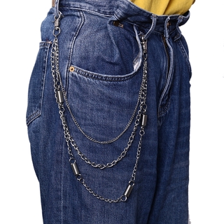 Moda pantalones pantalones multicapa cadena cartera llavero Punk Hip Hop cinturón de cintura