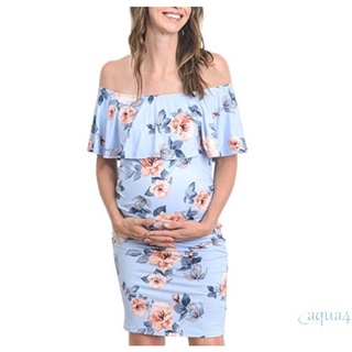 Anana-Embarazada mujeres volantes Floral Mini vestido fuera del hombro maternidad vestidos de verano