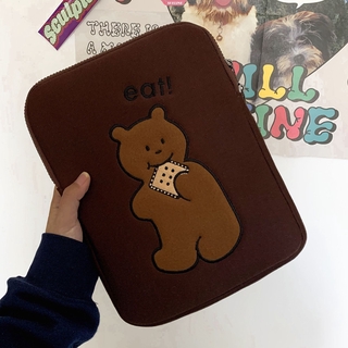|XUELI Thin light waterproof shockproof Portable laptop pouch Cute biscuit bear laptop bag iPad tablet laptop bag storage bag 11 / 13 / 15
