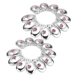 [amleso] 1 par de diamantes de imitación de cristal decorativo de acero inoxidable hueco floral tamaño ajustable clip en pezón