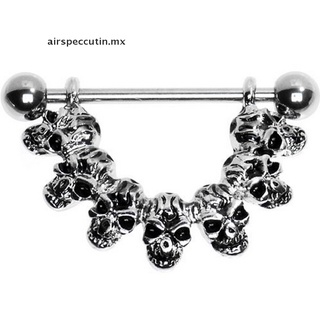 【airspeccutin】 Stainless Steel Nipple Shield Ring Mixed 7 Skull Barbell Body Piercing Jewelry [MX]