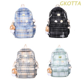 gkot plaid mochila escolar de gran capacidad estudiantes niña mochila escolar estilo rayas