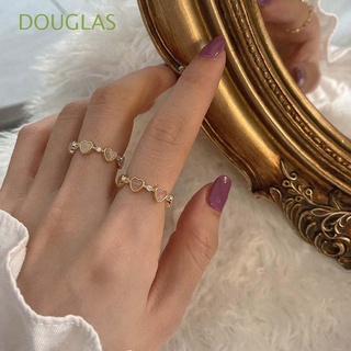 DOUGLAS fiesta regalos anillo de dedo Simple ópalo piedra anillo abierto mujeres amor corazón creativo dulce geométrico circonita moda joyería/Multicolor