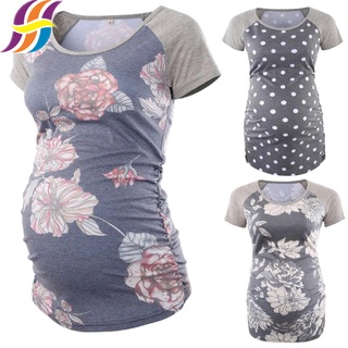 mujeres embarazadas camiseta de maternidad blusa impresión floral baju wanita manga corta camisetas