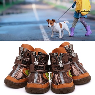 SP 4Pcs zapatos de perro Vintage antideslizante transpirable mascota perro malla botines para exteriores (2)