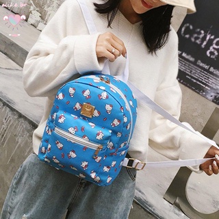 1 pieza de flor gatito niña Mini mochila de dibujos animados de cuero de la Pu mochila de gran capacidad de impresión linda bolsa