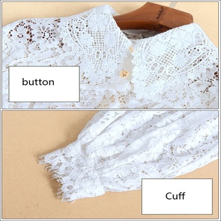 SHARON Ropa y accesorios Collar falso Vestido de suéter Mantón blanco Media camisa Desmontable Alta calidad Encaje de algodón Para mujeres Solapa Falso (7)