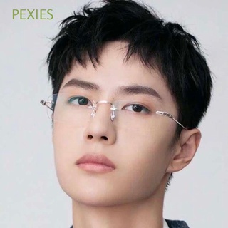 PEXIES Moda Gafas sin montura Ordenador Aleación Gafas cuadradas Marco sin montura Para los hombres Para mujeres coreano Regalo ordenador personal Gafas/Multicolor