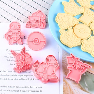 6 moldes de galletas 3d molde de gelatina molde para hornear sugarcraft postre con forma de pokemon