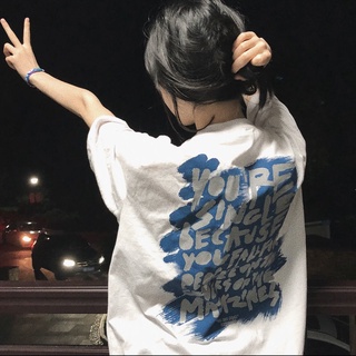 Camiseta de manga corta 100% algodón 100% algodón para mujeres estudiantes ins street wild letter printi