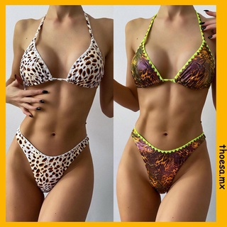 (wondlfg.mx) mujeres sexy moda de dos piezas bikini impresión trajes de baño traje de baño conjunto de ropa de playa