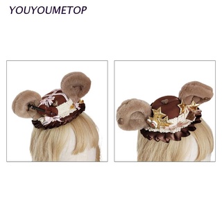 Youyo Girls Lolita tocado cinta Bowknot Cosplay estilo real Kawaii peluche oso orejas Headwear Vintage Cap Cap
