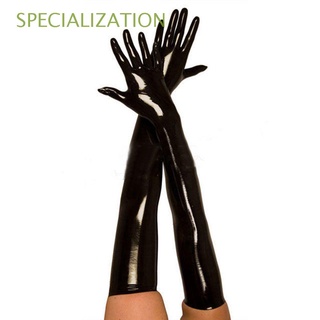 Especialización desgaste guantes largos de látex negro adulto Sexy accesorio Catsuit cuero Hip-pop señoras imitación fetiche/Multicolor