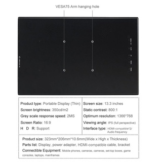 【longdan】Portable HDMI-compatible 1920x1080 IPS Display Computer LED Device