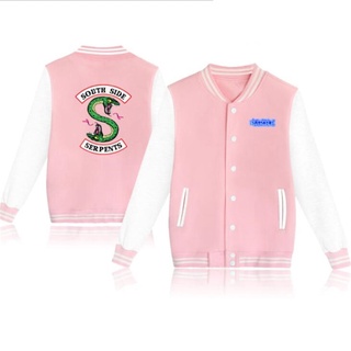 Riverdale South Side Serpents Baseball Uniform Jacket Coat Men Harajuku Pink Hoodie Streewears (3)