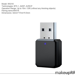 Receptor De Áudio Kn318 Bluetooth 5.1 Saída Dupla Aux Usb Estéreo Para Carro / Chamada Sem As Mãos USB makeupRR