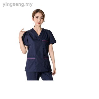 ☢#🌈 exfoliante traje superior o pantalones para las mujeres de manga corta completa enfermera Hospital uniforme quirúrgico ropa de algodón