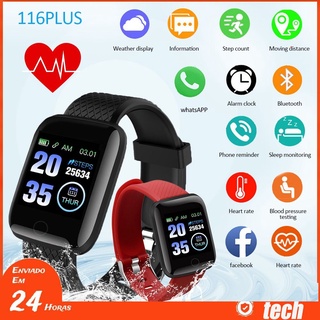 [smartwatch] 116plus inteligente bts reloj fitness tracker universal contador de pasos monitor de frecuencia cardíaca deporte pulsera reloj inteligente