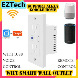 EZTECH US WiFi Smart wall Outlet con enchufe de pared USB enchufe de pared mando a distancia Control de voz alexa google home (8)