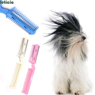 LETICIA perro gato Gilling cepillo de plástico tijera peine de aseo cuchillas desmontadas herramientas de peluquería Deshedding multifuncional maquinilla de afeitar limpiador de piel