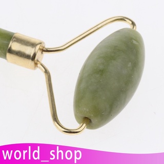 [worldshop] rodillo de masaje facial de piedra de jade natural de doble cabeza masajeador de cuello facial
