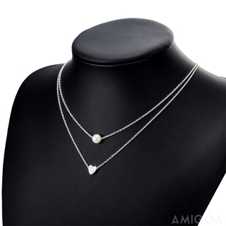 ins simple doble perla collar de clavícula cadena corto multicapa collar elegante y elegante hermoso regalo de cumpleaños para las señoras -bec (3)