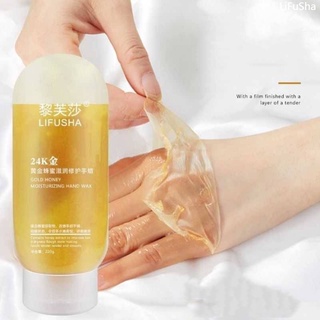 Máscara de mano dorada blanqueamiento hidratante líneas finas 24K oro cuidado suavizar la piel exfoliante de manos callos cera LiFuSha (1)