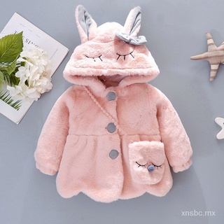 ❤De dibujos animados conejo de felpa bebé chamarra de navidad dulce princesa niñas abrigo otoño invierno cálido con capucha ropa de abrigo niño niña ropa v7UM
