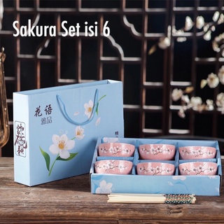 Sakura - juego de cuenco japonés con palillos, paquete de cuenco japonés con palillos