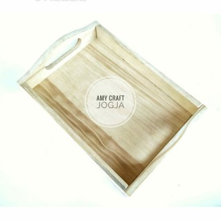 (Npp07) bandeja de madera de pino mango ovalado tamaño m (22x17x3cm) bandeja de madera blanca presente