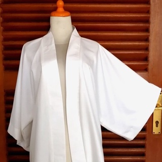 Prendas de abrigo Kimono hombres mujeres blanco/negro exterior liso algodón lino costura - gris
