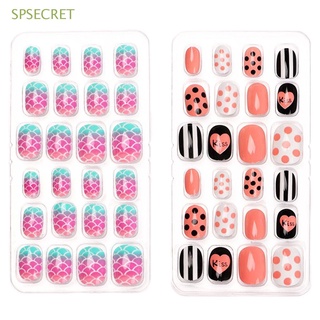 SPSECRET Detachable Wearable Press On Nail Nail Tips Child False Nails Artificial Manicure Tool Full Cover Kids Fake Nails