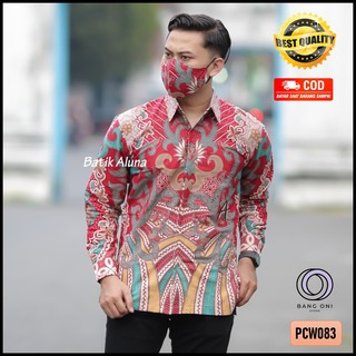 Batik manga larga hombres Premium Aluna moderno de los hombres Batik camisa masculina pareja Batik camisa PCW083 (1)
