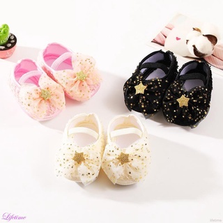 Bebé niña hilo neto Bowknot estrella princesa zapatos niño suela suave zapatos de caminar conjunto de diadema